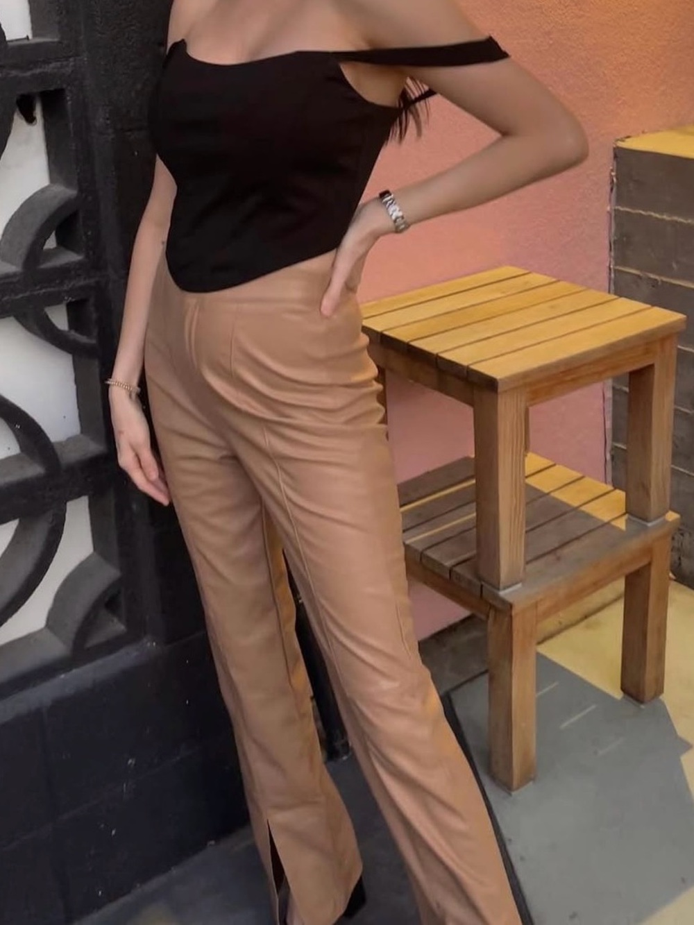 High-Waist Faux Leather Pants